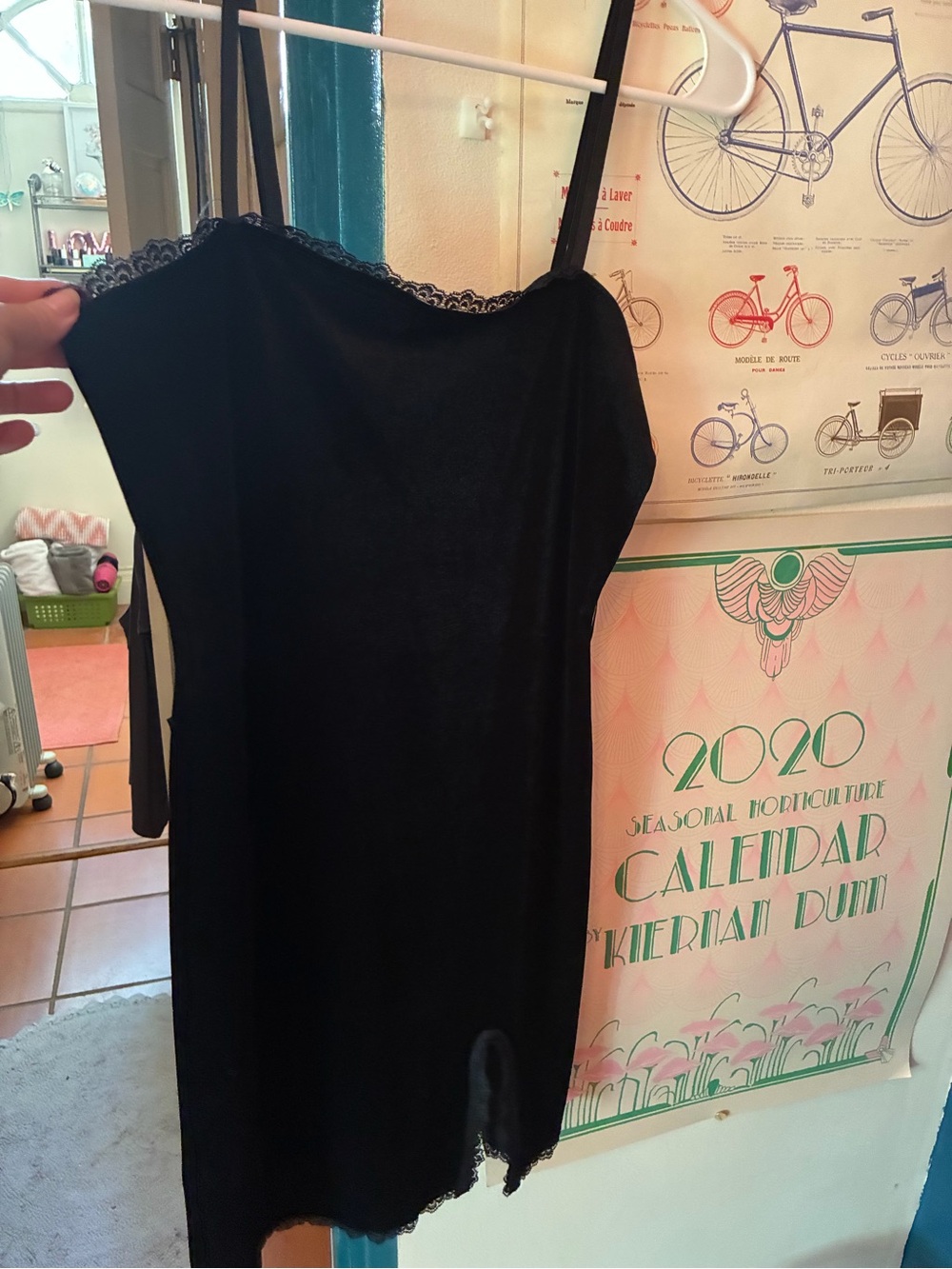 Classic Black Lace-Trim Slip Dress